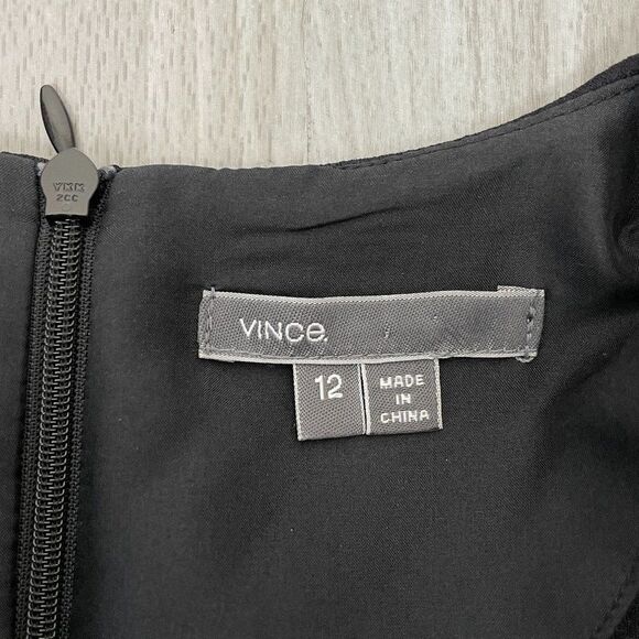Vince Short Sleeve Crew Neck Knee Length Stretch Midweight Dress Black 12 - Picture 5 of 8